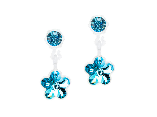 Aquamarine Flower Pendant Dangle Earrings - 6Case - 4/6mm