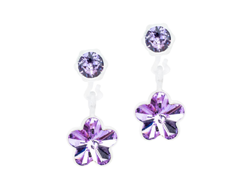 Violet Flower Dangle Earrings - 6Case - 4/6mm