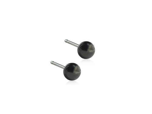 Black Ball Stud Earrings - 8Case - 4mm