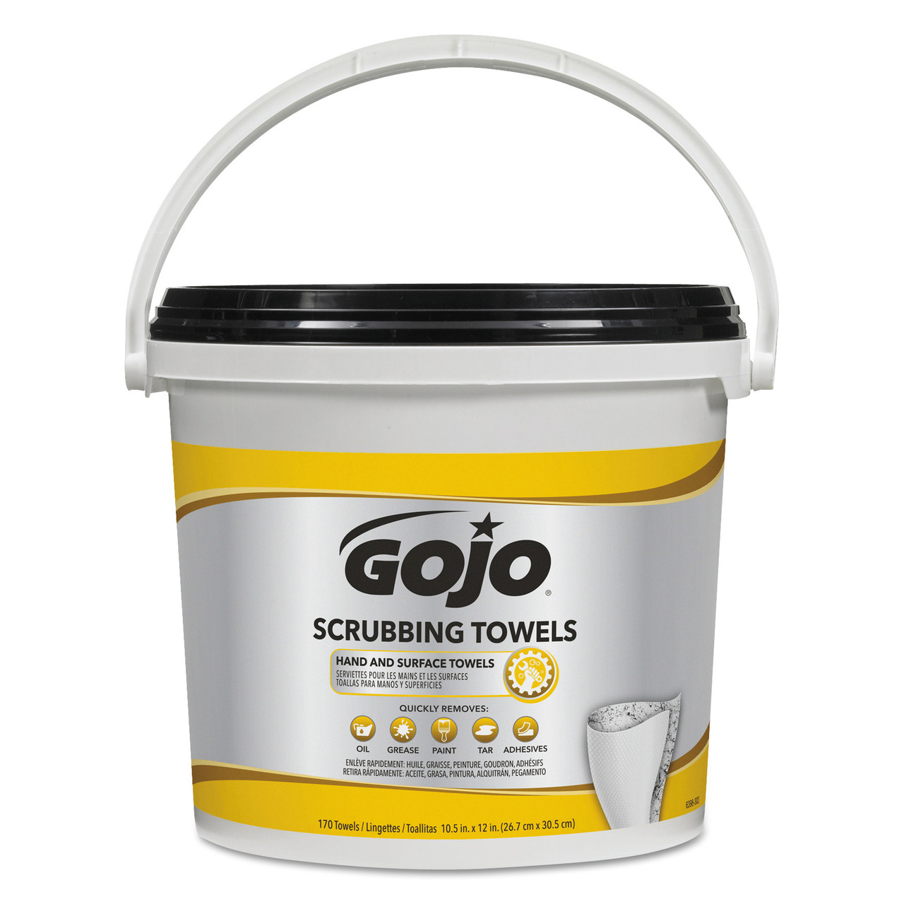 Gojo Fast Towels Hand Cleaning Towels, 7.75 x 11, 130-bucket, 4 Buckets-carton