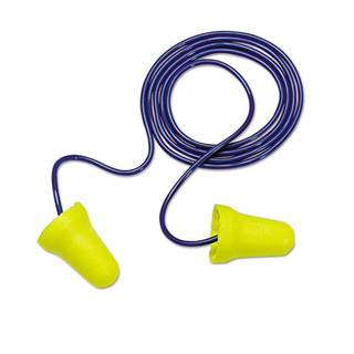 3M E·A·R E-Z-Fit Single-Use Earplugs, Corded, 28NRR, Yellow/Blue, 200 Pairs,  MMM3121222