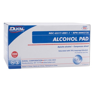 Dukal Alcohol Pad 2-Ply Medium NS, 200/Box, 20 Boxes/Cs, 852