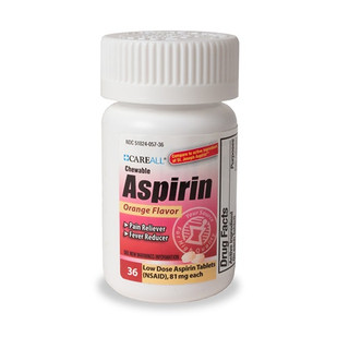 CareALL® Chewable Aspirin, Orange Tabs, 36/Bottle, 24 Bottles/Case, CCA36