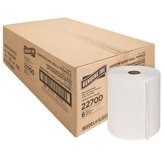 Genuine Joe Hardwound Roll Paper Towels, White, 6 Rolls, GJO22700