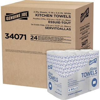 Genuine Joe per Towels, 140 Sheets/Roll, 6 Rolls/Pack, 4 Packs/CT, GJO34071