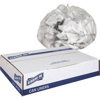 Genuine Joe 10 Gallon Clear Trash Bags, 24" x 24", 8mic, 1000/Cs, GJO01755