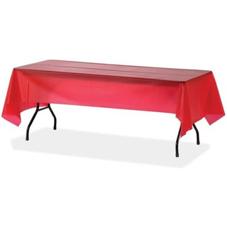 Genuine Joe Plastic Table Covers, Red, 108" x 54", 6/Pk, 4 Pks/CT, GJO10326CT