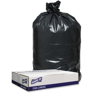 Genuine Joe 60 Gallon Black Garbage Bags, 38" x 58", 1.2 mil, 100 Bags/Cs, GJO98209