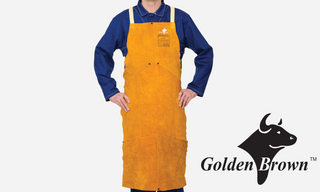 Weldas Bib Apron, 36 in Length, Golden Brown Leather, S-5XL, 44-2136