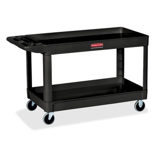Rubbermaid 4" Casters 2-Shelf Utility Cart, 500 lb Cap, Black, RCP9T6700BLA Rubbermaid 4" Casters 2-Shelf Utility Cart, 500 lb Cap, Black, RCP9T6700BLA