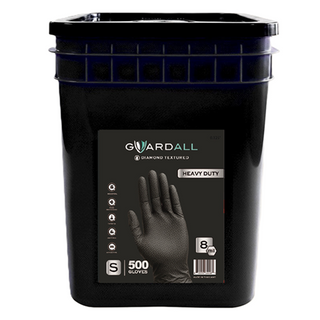 Guardall HD 8 Mil Black Nitrile Industrial Gloves, Diamond Texture, 500/Bucket, B9050D