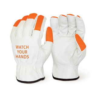 Hi-Vis Grain Cowhide with Keystone Thumb and Fluorescent Fingertips, Leather Work Gloves, CH8149WYH Hi-Vis Grain Cowhide with Keystone Thumb and Fluorescent Fingertips, Leather Work Gloves, CH8149WYH