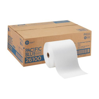 Pacific Blue Basic Recycled Nonperforated Paper Towel Rolls, 1-Ply, 7.78 x 1,000 ft, White, 6 Rolls/Cs, GPC26100