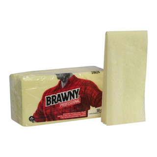 GPC Brawny Dusting Cloths, Quarter-Fold, 24” x 24”, Yellow, 50/Pack, 4 Packs/CT, GPC29624