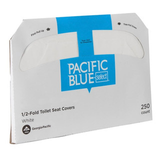 Pacific Blue Half-Fold Toilet Seat Covers, 14.5 x 17.44, White, 250/Pack, 4 Pks/Cs, GPC47052
