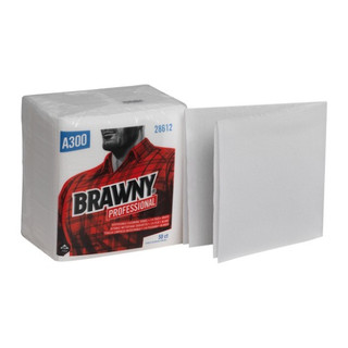 Brawny Professional Cleaning Towels, 1-Ply, 12 x 13, White, 50/Pack, 18 Packs/Cs, GPC28612