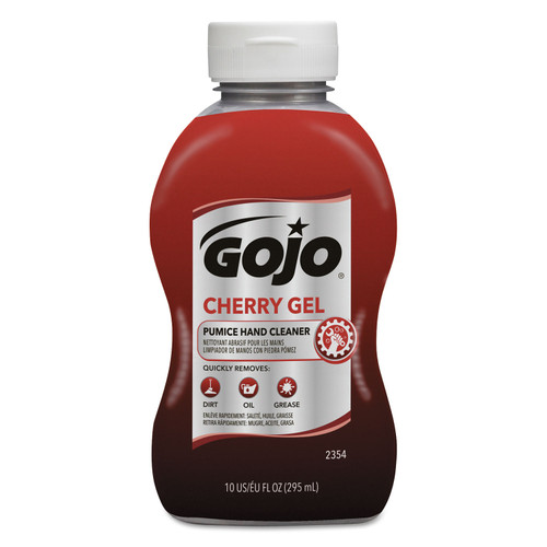 Gojo 2354-08 Cherry Gel Pumice Hand Cleaner, 10 oz Bottle, 8/Carton