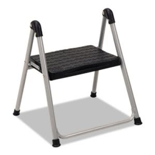 Cosco 11014PBL1E Folding Step Stool, 1-Step, 200 lb Capacity, 9.9" Working Height, Platinum/Black