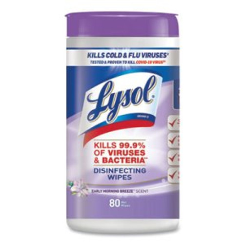 Lysol Disinfecting Wipes, 7 x 8, Early Morning Breeze, 80 Wipes/Canister, 6 Canisters/Carton (RAC89347CT)