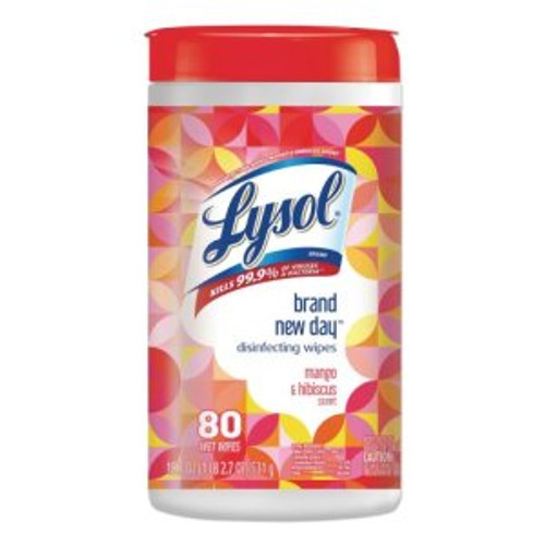 Lysol Disinfecting Wipes, 7 x 8, Mango and Hibiscus, 80 Wipes/Canister (RAC97181EA)