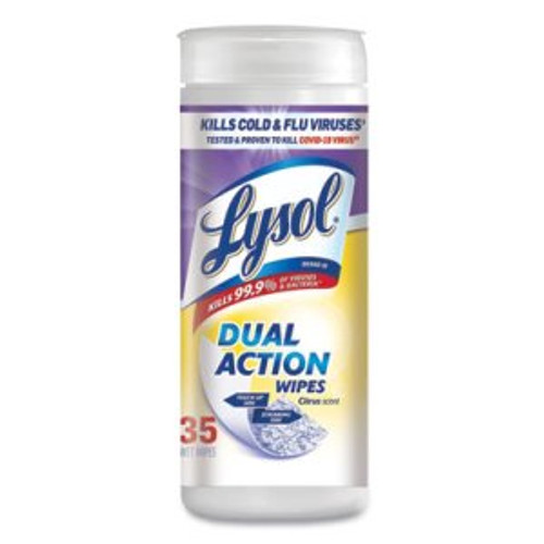 Lysol Dual Action Disinfecting Wipes, Citrus, 7 x 8, 35/Canister (RAC81143CT)