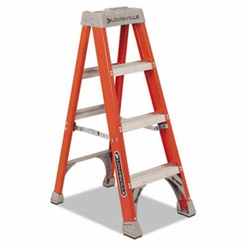 Louisville Ladder Fiberglass Heavy Duty Step Ladder, 23" Working Height, 300 lbs Capacity, 3 Step, Orange (FS1504)