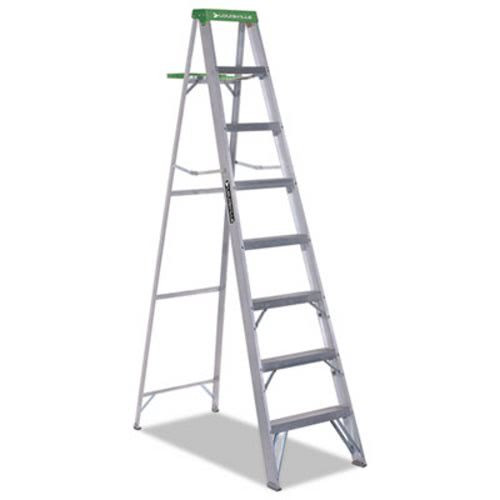 Louisville Ladder Aluminum Step Ladder, 8 ft Working Height, 225 lbs Capacity, 7 Step, Aluminum/Green (AS4008)