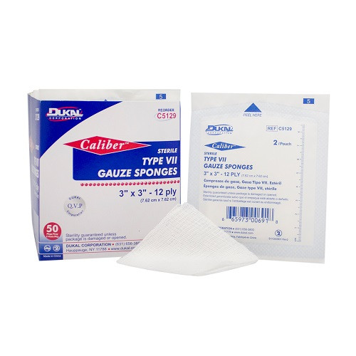 Dukal Type VII Gauze 3" x 3" 12 Ply Sterile, 50 Pack/Box, 24 Boxes/Cs, C5129