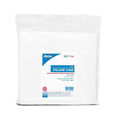 Dukal Disposable Pillow Case, Fluid Resistant NS, White, 25/Bag, 4 Bags/Cs, 7100