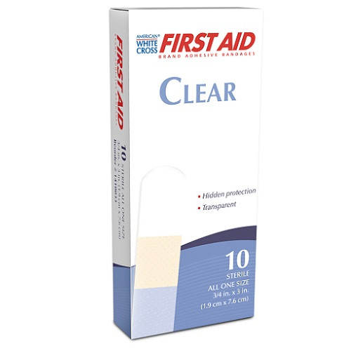 Dukal Clear Adhesive Bandages ¾" x 3", 10/Box, 288 Boxes/Cs, 1410033