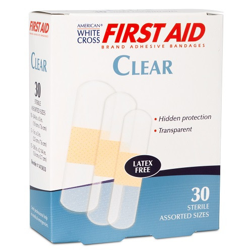 Dukal Clear Adhesive Bandages, Asorted Sizes 30/Box, 24 Boxes/Cs, 1415033