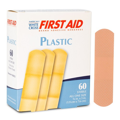 Dukal Plastic Adhesive Bandages Strips  ¾" x 3", 60/Box, 24 Boxes/Cs, 1045033