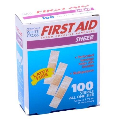 Dukal Sheer Adhesive Sterile Bandages 3/8" x 1 1/2", 100/box, 24 boxes/case, 1298033