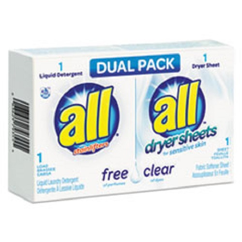 ALL Free & Clear HE Laundry Detergent/Dryer Sheet Pack, 100 Packs, VEN2979355