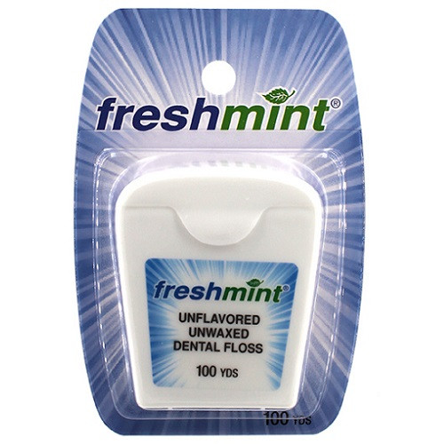 Freshmint 100 Yard Unwaxed Dental Floss, 72 Pack, DFUW100