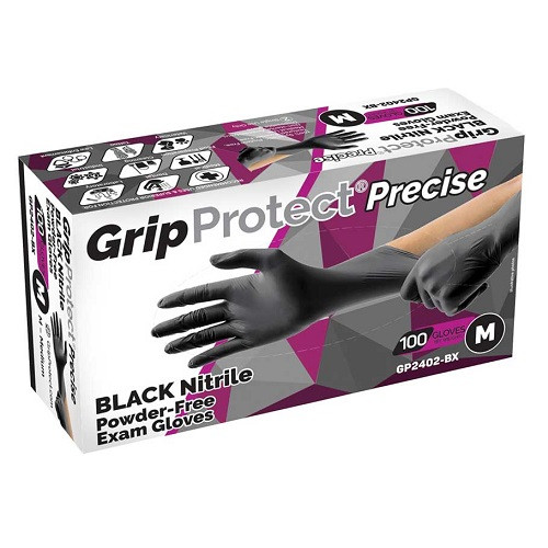 GripProtect Precise Black Nitrile PF Exam Glove, 1000/Cs, BMGP2400