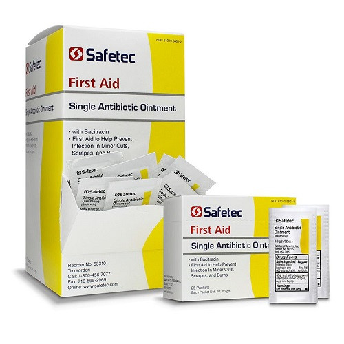 Safetec Single Antibiotic Ointment Bacitracin .9 gram 144/Box, 12 Boxes/Case, 53310