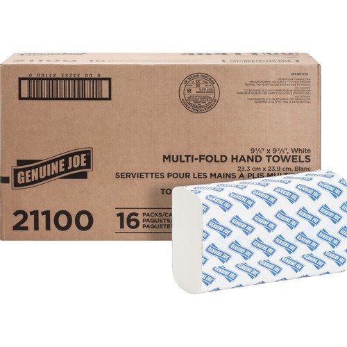 Genuine Joe Multi-Fold White Paper Towels, 4,000 Towels, GJO21100