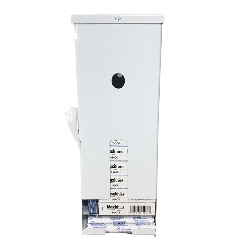 Standard Tampon and Sanitary Napkin Dispenser Prefilled, Steel, White, SD8000WHPF