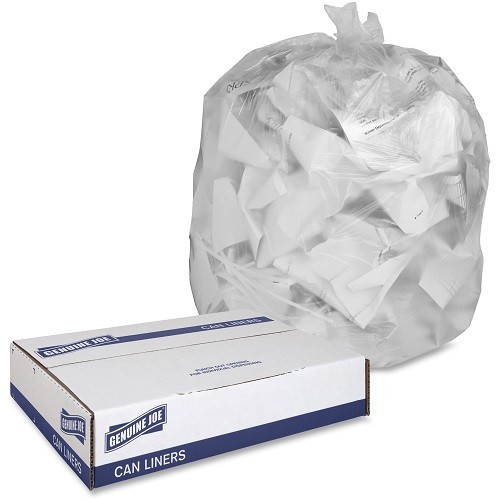 Genuine Joe 60 Gallon Translucent Trash Bags, 38" x 58", 12mic, 200 Bags, GJO70014