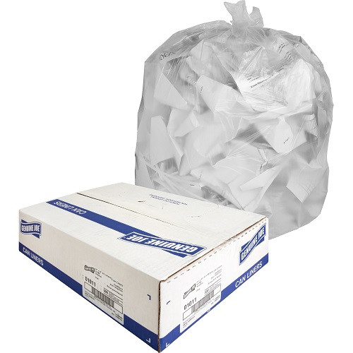 Genuine Joe 16 Gallon Clear Garbage Bags, 24" x 33", 0.6mil, 500 Bags, GJO01011