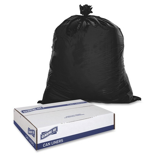 Genuine Joe 16 Gallon Black Garbage Bags, 24" x 33", 0.6mil, 500 Bags, GJO02148