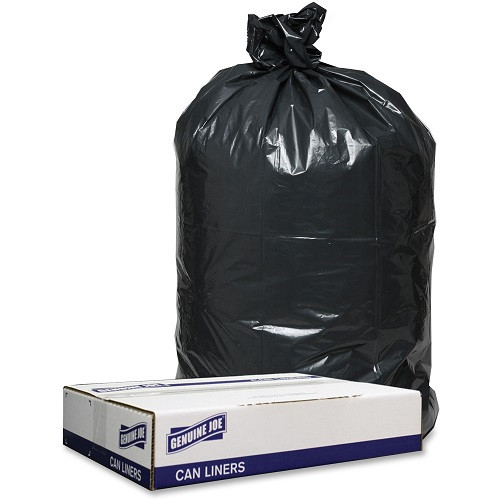 Genuine Joe 45 Gallon 1.2mil Black Trash Can Liners, 40" x 46", 100 Bags/CT, GJO98208