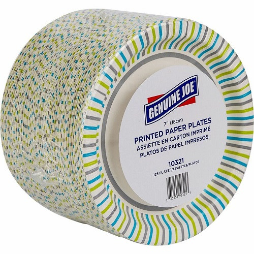 Genuine Joe Paper Plates, Soak-Proof, 7" Round, 125/Pk, 4 Pks/CT, GJO10321CT