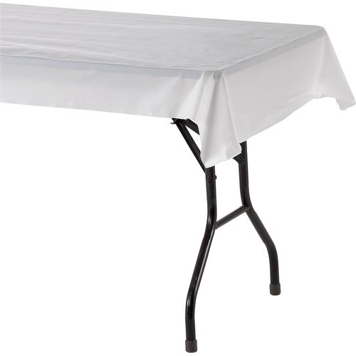 Genuine Joe Plastic Table Cover, 40" x 300" Roll, White, GJO10324