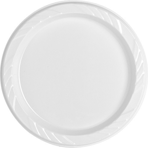 Genuine Joe Reusable Plastic Plates, 6", White, 125/Pk, 8 Pks/CT, GJO10327CT