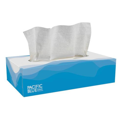 Pacific Blue Select Facial Tissue, Flat Box, 2-Ply, White, 100 Sheets/Box, 30 Boxes/Cs, GPC48100