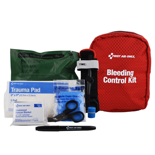 First Aid Only Bleeding Control Kit for Limb Wounds, 13 Pieces, Red, 91135
