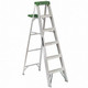 Louisville Ladder Aluminum Step Ladder, 6 ft Working Height, 225 lbs Capacity, 5 Step, Aluminum/Green (AS4006)