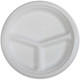 Genuine Joe 3-Compartment Disposable Plates, 10", White, 50/Pk, 10 Pks/CT, GJO10219CT